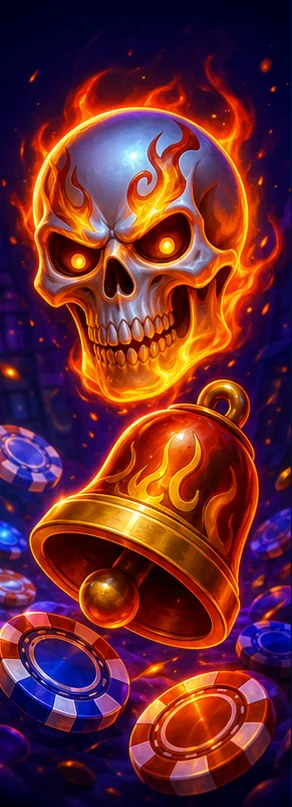 Feurige goldene Glocke vor blauem Hintergrund